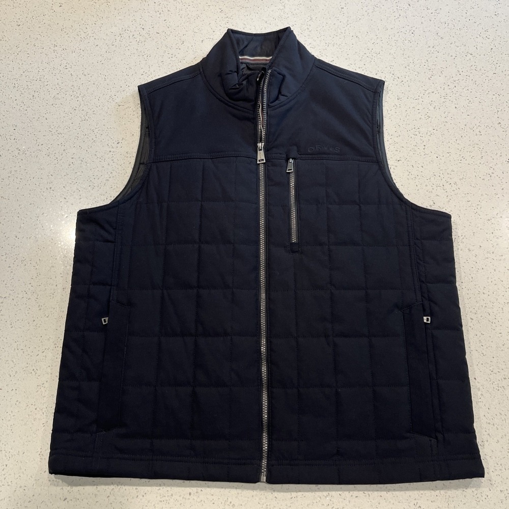 Orvis Men's Black‎ Quilted Puffer Vest Full Zip Stand-Up Collar Size Large